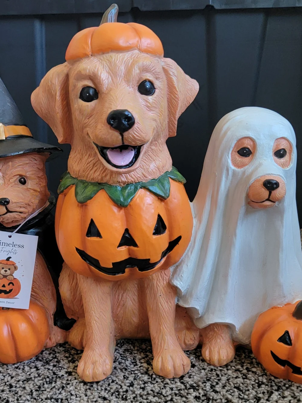 Pumpkin Dog Trio Halloween Decor